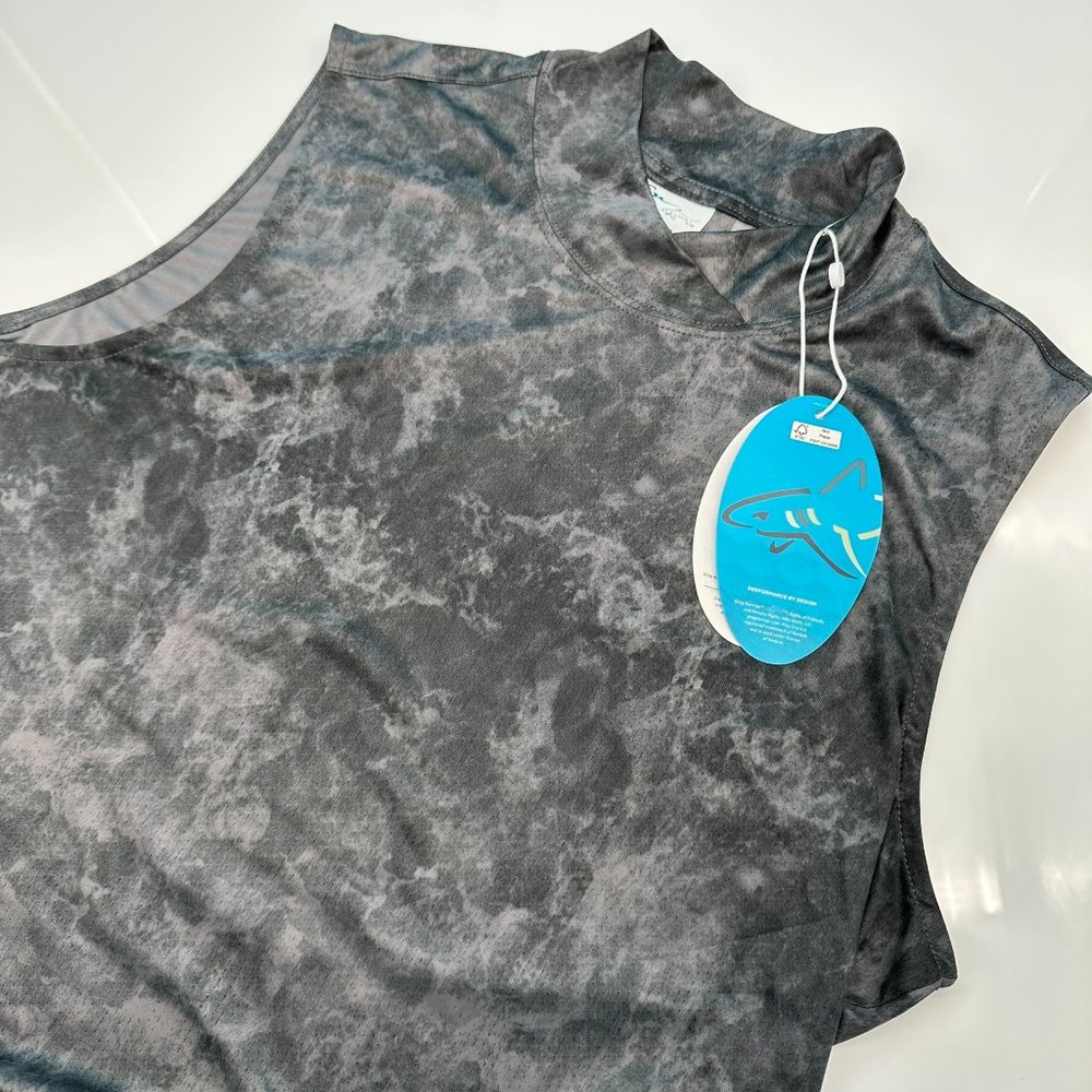 Greg Norman Women's EMMA Sleeveless Ethereal Print Mock Golf Polo, Size L, Black